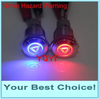 

16mm 12V LED CAR Emergency Hazard Warning Flash Light Push Button Switch,no wire