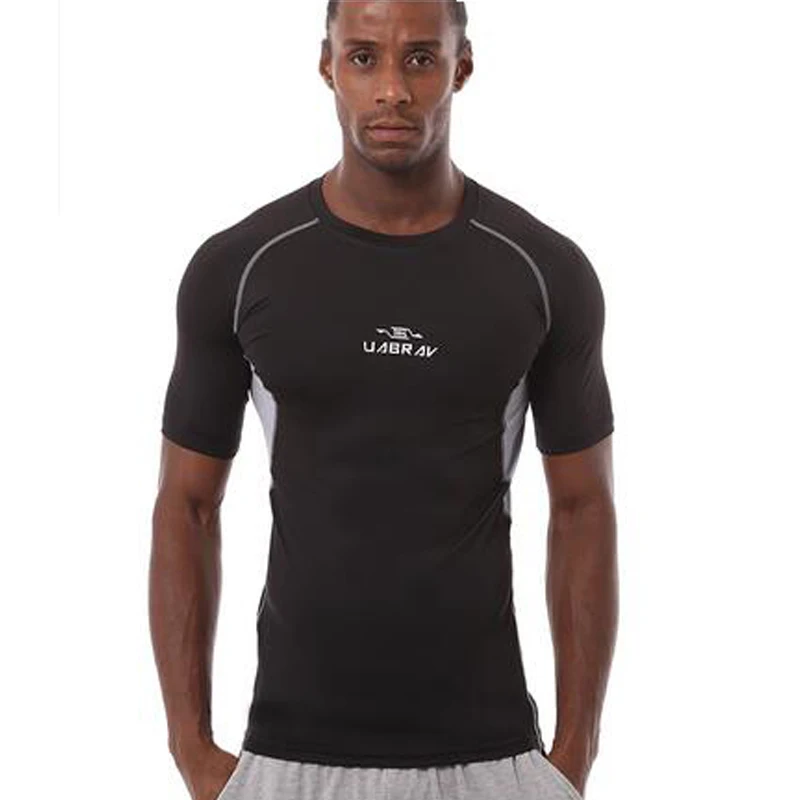 UABRAV Men Sport T-Shirt Compression Quickly Dry Fitness Gym T-shirts Short Sleeves Running Jesery | Спорт и развлечения