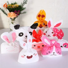 Integridade 10 pçs 13.5*22 cm bonito coelho orelha cookie saco de presente para doces biscoitos lanche cozimento embalagem favores do casamento presentes