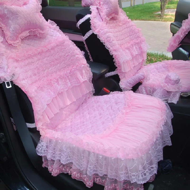 16 pcs Cascade bloom flowers lace skirt Car Seat Covers Pad cushion