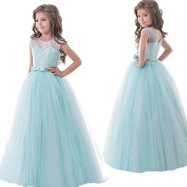 Flower Lace Girl Dress Frock For Wedding Girl Long Evening ...