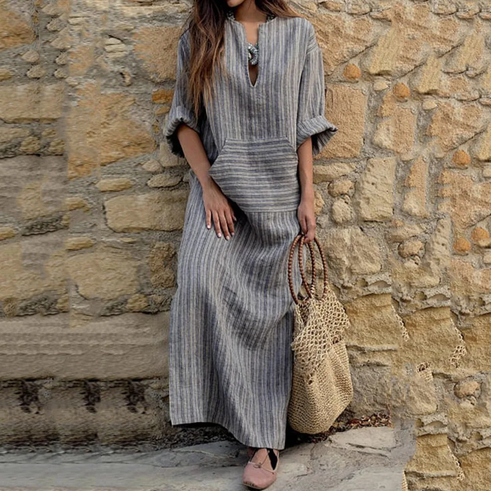 

Kaftan Moroccan Kaftan Middle Eastern Abaya Muslim Arabic Islamic Dubai Indonesia Dress Elegant Striped Robe Dubai