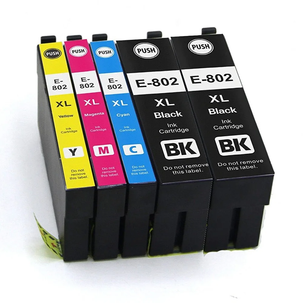 

5 Pack (2BK,1C,1M,1Y) Compatible For T802XL Ink Cartridge for WorkForce Pro WF-4720 WF-4730 WF-4734 WF-4740 Printers
