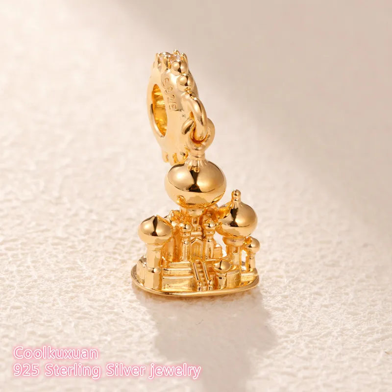 

2019 Mother's Day 100% 925 Sterling Silver Agrabah Castle Dangle Charm beads Fits Original Pandora bracelets Jewelry Making