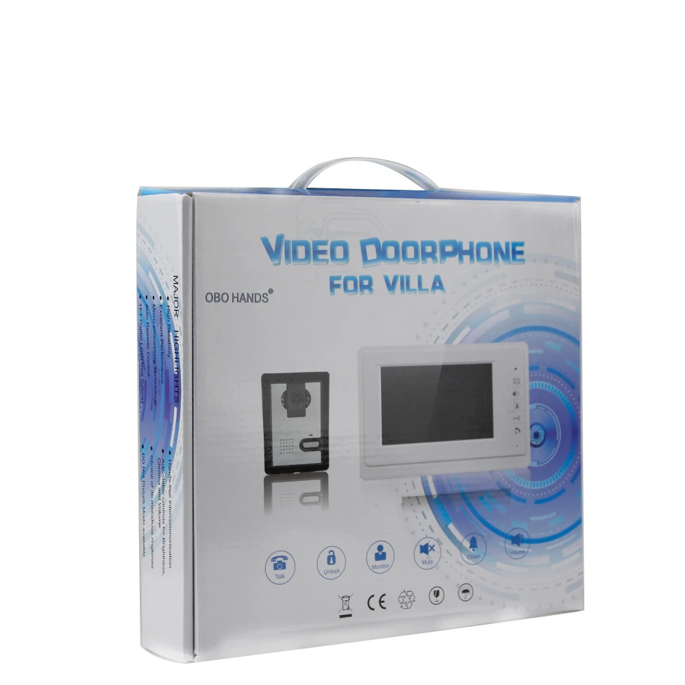 7 ''проводной видеодомофон комплект с ИК-камерой + RFID Клавиатура контроля доступа + ключи + 2 монитора + EM замок для внутренней системы в продаж...