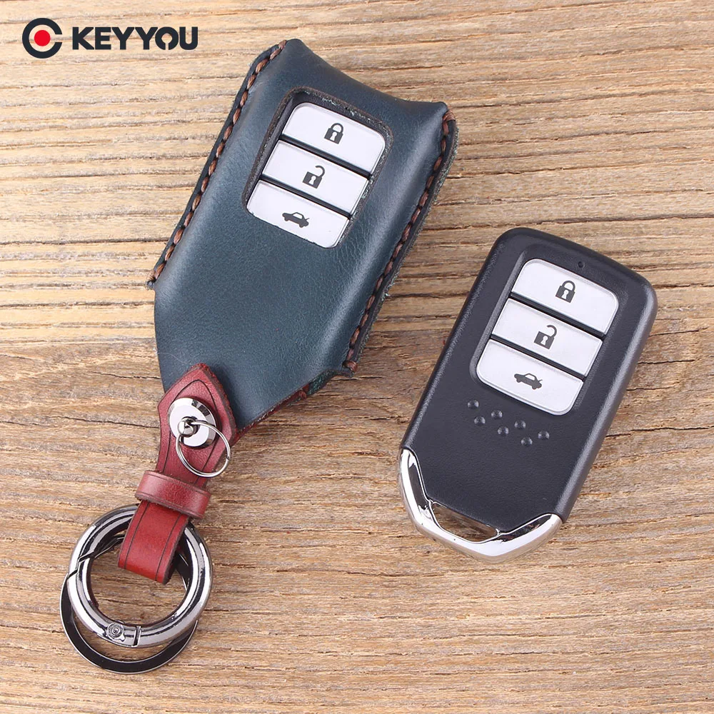 Брелок KEYYOU из натуральной кожи с 3 кнопками чехол для бумажника брелок Honda Fit Jazz