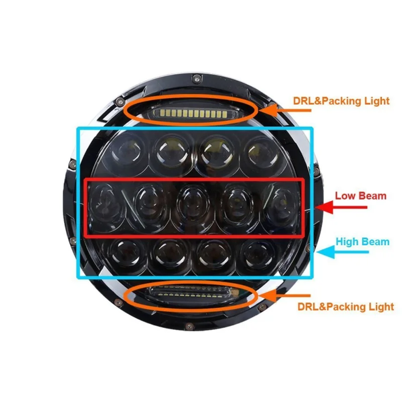 Black 7 Inch 75W Round Daymaker LED Projector Headlight Waterproof Bulb for Harley Davidson Motorcycle & Jeep Wrangler LED Headlamp  (6)