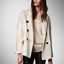 Прямые продажи, одноцветные тонкие двубортные пальто с пуговицами и карманами, байан Кабан, осенне-зимнее Новое двубортное пальто из кашемира