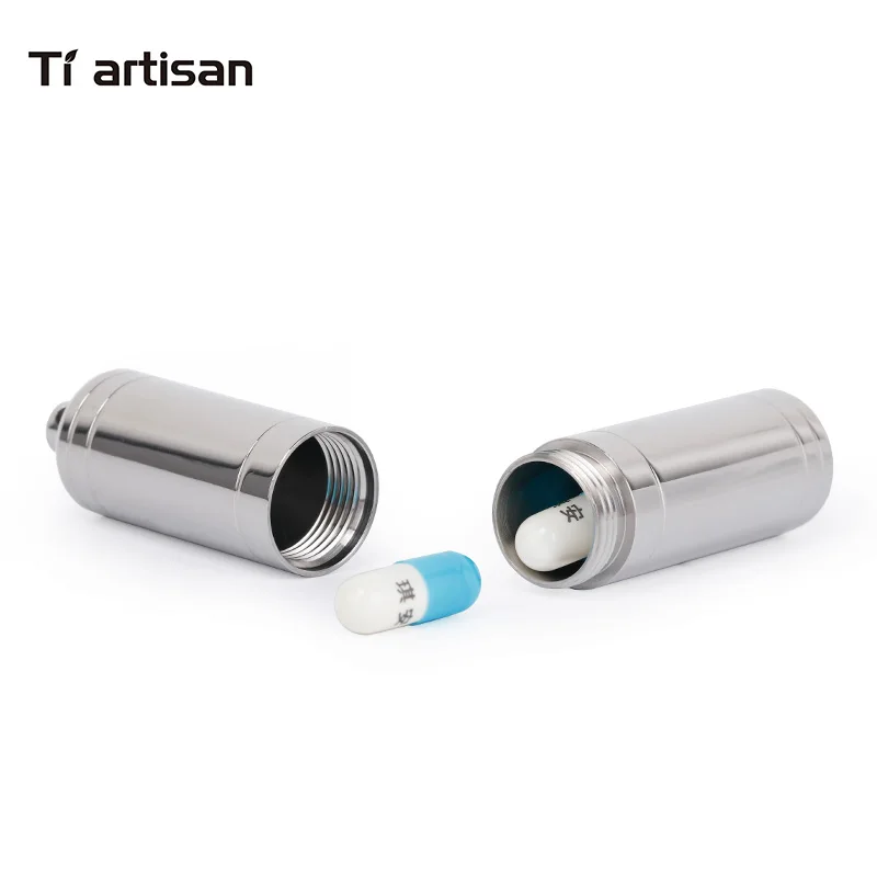 

Tiartisan Kitchen Accessories Fancy Pill Box Smart Sealed Waterproof Case Titanium Metal Container