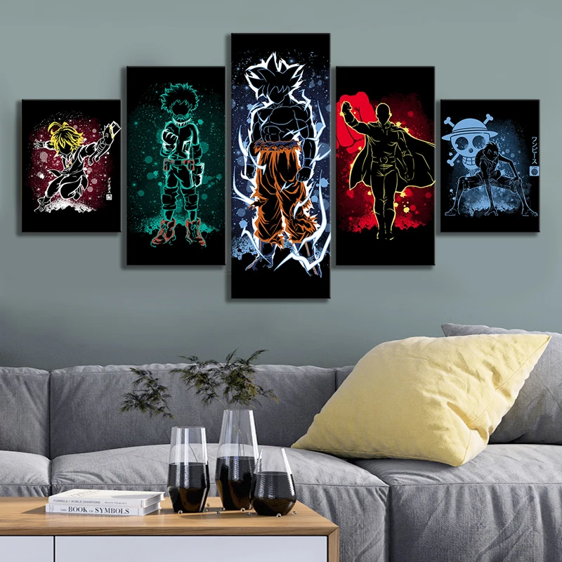 

Animated Cartoon Characters Picture Oil Paintings Dragon Ball&one Piece&my Hero Academia &fairy Tail &one Punch Man Wall Art