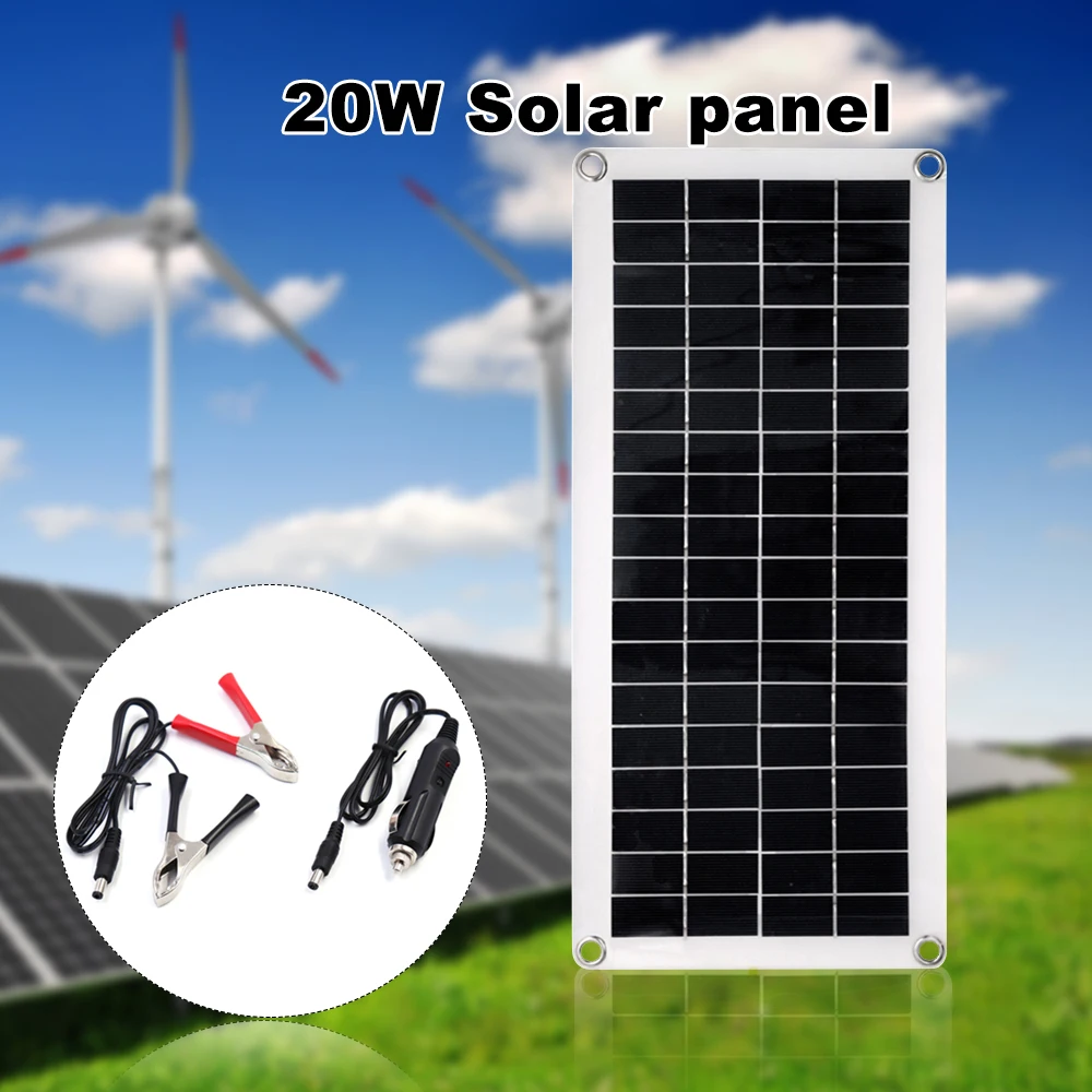 

20W 5V Portable Double USB Port Flexible High Efficiency Sunpower Polycrystalline Solar Panel Power Kit