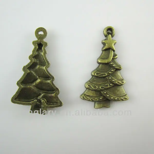 

100pcs of Antique Bronze Metal Christmas Tree Charm Pendants