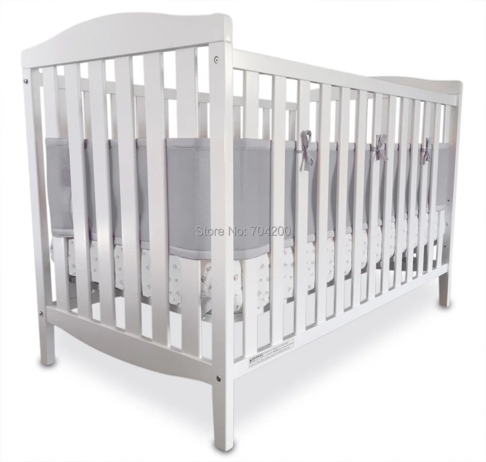 Cinza e Branco Bebê Clássico Respirável Malha Berço Forro 6 High Quality Mamãe e Bebê