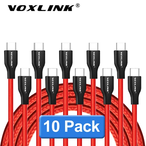 VOXLINK usb type C USB 2.4A кабель USB C type-C кабель для синхронизации и зарядки для huawei P20 Mate20 OnePlus 2 ZUK Z1 LG G5 Xiaomi 8SE HTC10 - Цвет: Red 10pcs cable