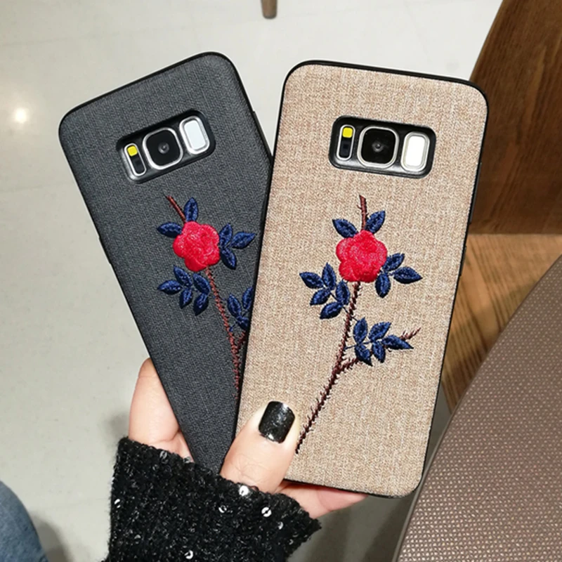 BINYEAE Embroidery Phone Cases For Samsung Galaxy Note 8 Case Vintage