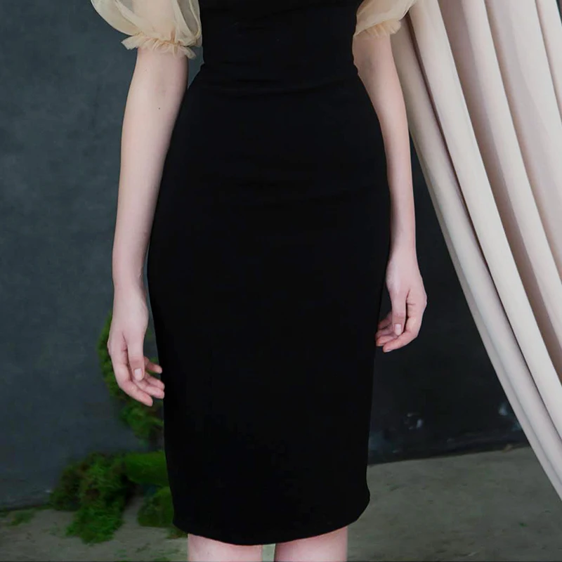 Lanterne Noir Maille Pour Haute V Femme 2019 Robe Manches Col Taille Bqueen Avec Nouvelle Sexy En ZPkiXOu