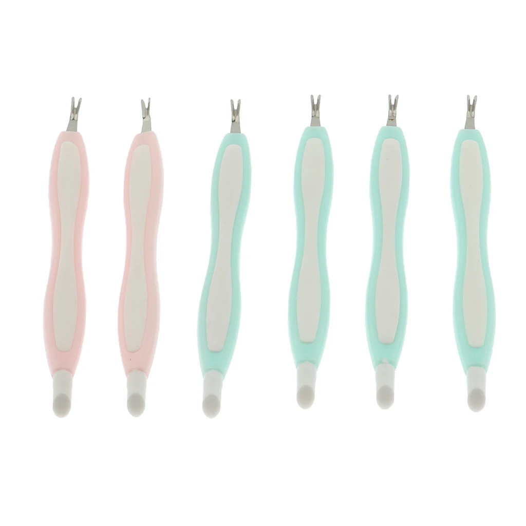 

6 Pieces Stainless Steel Cuticle Remover Fork Dead Skin Trimmer Nipper Nail Art File, for Salon Spa Home