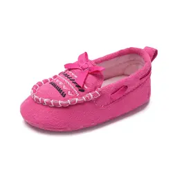 Стильные Мокасины с маленьким бантом для новорожденных мальчиков и девочек, обувь для малышей, брендовая хлопковая обувь для малышей 0-18
