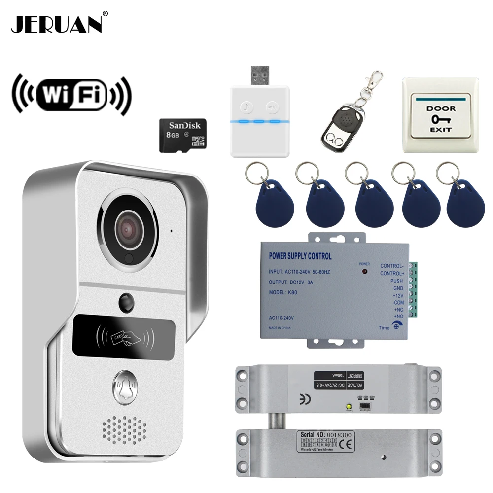 JERUAN 720P WiFi Video Door phone Intercom Wireless Record Doorbell For Smartphone Remote View Unlock Electric Drop Bolt lock JERUAN 720P WiFi Video Door phone Intercom Wireless Record Doorbell For Smartphone Remote View Unlock Electric Drop Bolt lock
