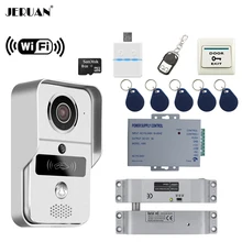 JERUAN 720P WiFi Video Door phone Intercom Wireless Record Doorbell For Smartphone Remote View Unlock Electric Drop Bolt lock
