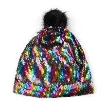 FOXMOTHER, сделай сам, новая зимняя мода, хип-хоп, металлические блестки, Skullies, шапки бини, шапки Gorro с меховым помпоном, Slouch, шапки для женщин