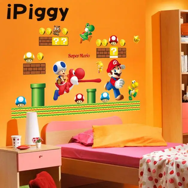 

Super Mario Bros Originality Children's Baby Room Waterproof Mural Wallpaper Home Decor Super Mario Cartoon Decoration Stickers