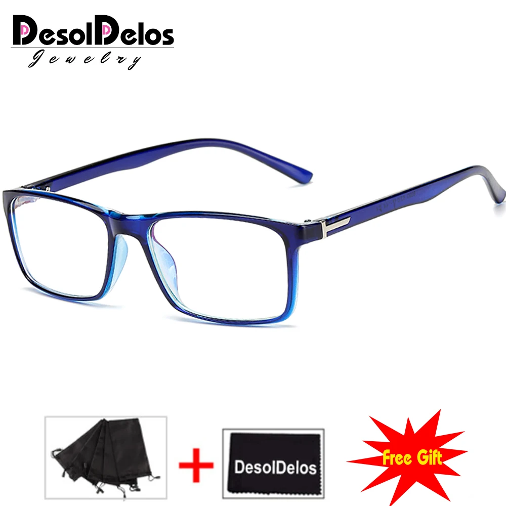 Корейские модные квадратные прозрачные очки для женщин новые очки оправа для очков прозрачные очки поддельные очки - Цвет оправы: blue