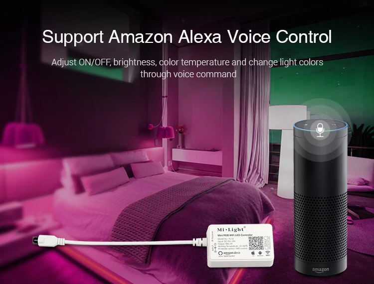 Wifi RGB светодиодная лента Alexa 10 м водонепроницаемая лента веревка 5 м диод красный-зеленый-синий лента DC12V Mi Light wifi-патрон, умный свет контроллер адаптер питания