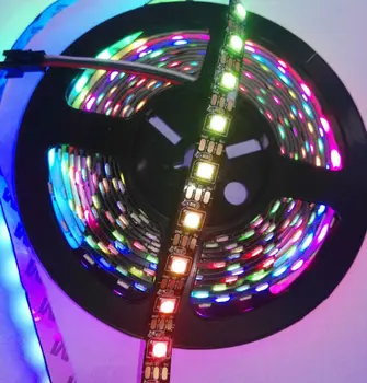 

[Seven Neon]Free shipping new 5M/rool black FPBC 60leds/m IP20 non-waterproof DC5V IC WS2812 LED SMD digital colorful Strip