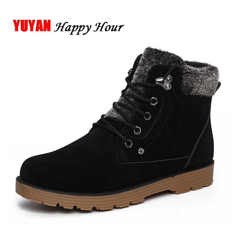 

2018 Winter Shoes Men Snow Boots Thick Hard Outsole Warm Plush Men's Ankle Boots Black Blue A192