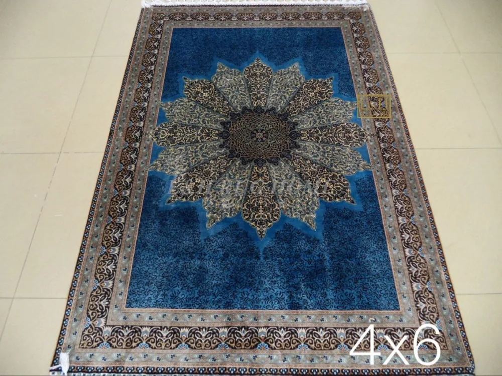 4'X6' 230 линия ручной работы Шелковый Восточный персидский ковер ручной вязки шелковый ковер для украшения дома