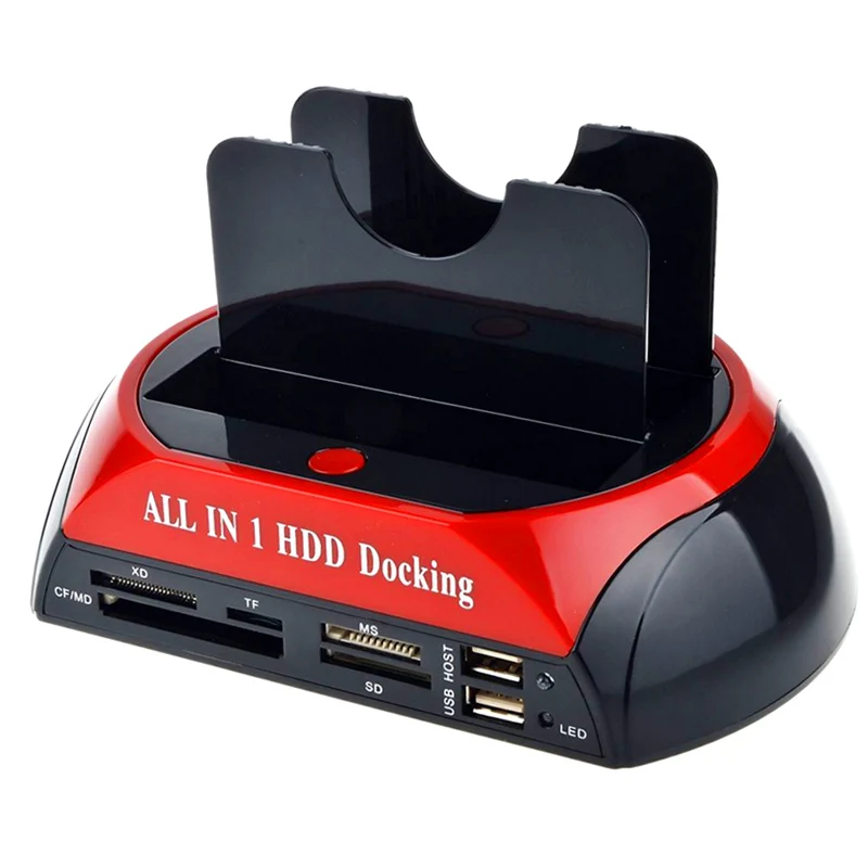 

2.5" 3.5" SATA / IDE 2 Double Dock HDD Docking Station e-SATA Hub Card Reader External Storage Enclosure Hard Disk Base