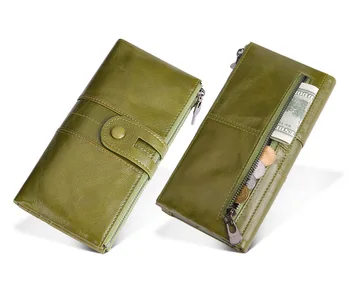 

Women green/red/blue/brown Wallet Genuine Leather Female Long Clutch Lady Walet Luxury Brand Money Bag Magic Zipper Coin Purse
