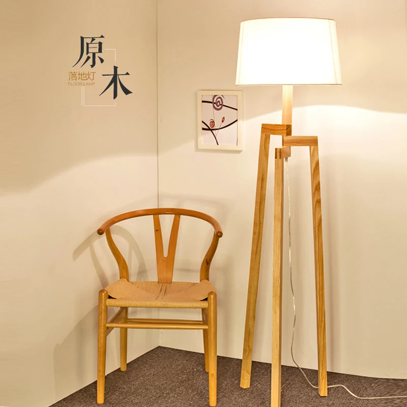 

Floor living room bedroom minimalist modern Nordic three tripod American LED creative wood floor lamp MZ101