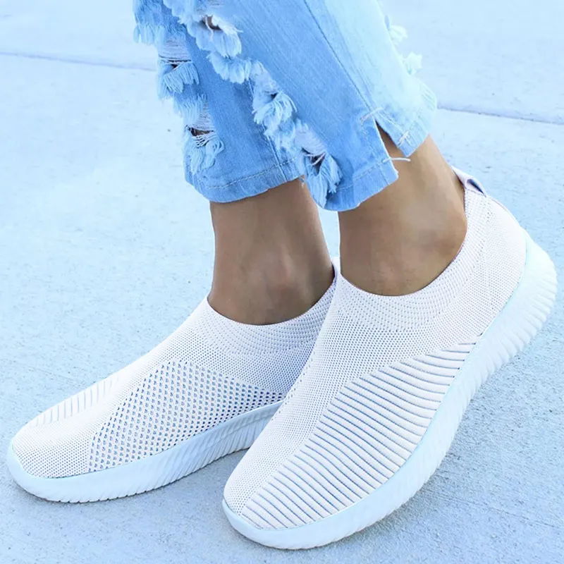 ladies white sock trainers