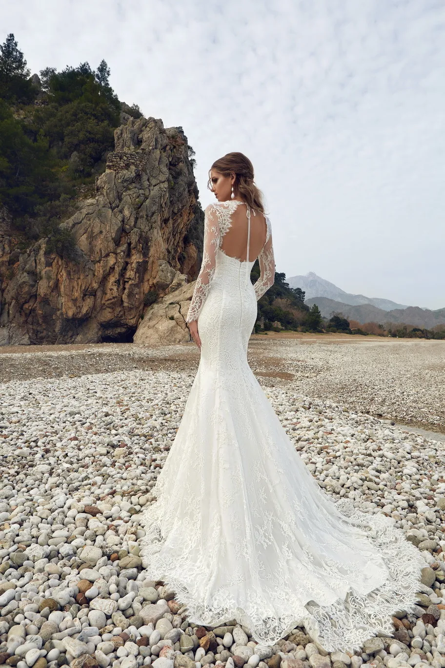 Очаровательное кружевное свадебное платье русалки gelinlik, сексуальное платье невесты с открытой спиной, богемное свадебное платье с длинными рукавами на заказ