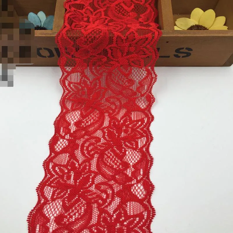 3 ярда 8 см аксессуары для одежды изысканный цвет кружева качество ткани кружева с эластичным кружевом эластичный широкий 8 см эластичное кружево, лента - Цвет: red