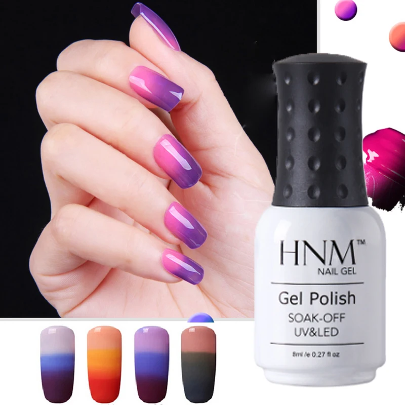 

HNM 8ml 3 in 1 Thermo Changing Gel Nail Polish Soak Off Lacquer UV/LED Gel Temperature Varnish GeLong Lasting Gelpolish