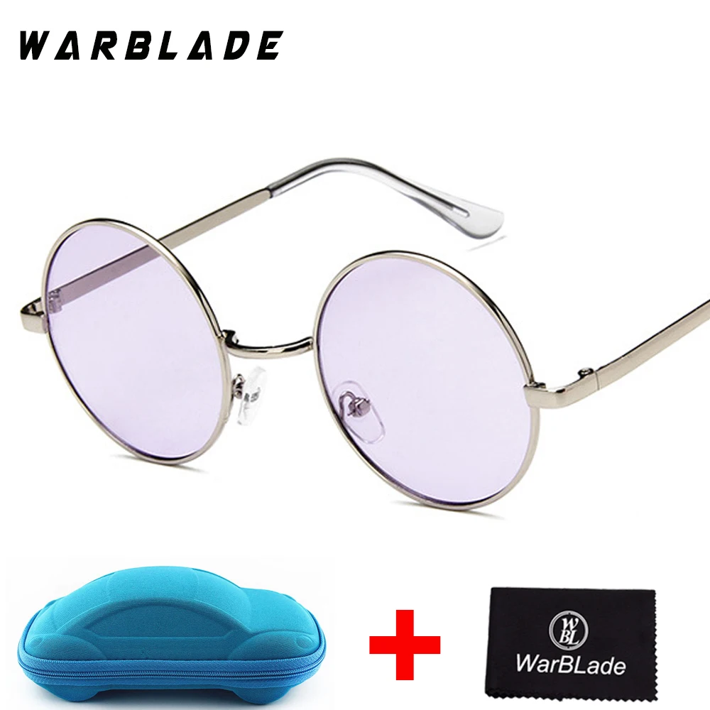 Синие модные круглые солнцезащитные очки для женщин, брендовые дизайнерские роскошные солнцезащитные очки для женщин, крутые ретро женские солнцезащитные очки Oculos Gafas - Цвет линз: purple lens blue