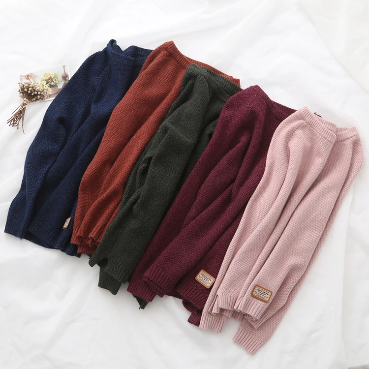 Women pullovers Autumn Winter Women Sweaters And Pullovers Plaid Thick Solid Knitting Sweater Female Loose knitwear