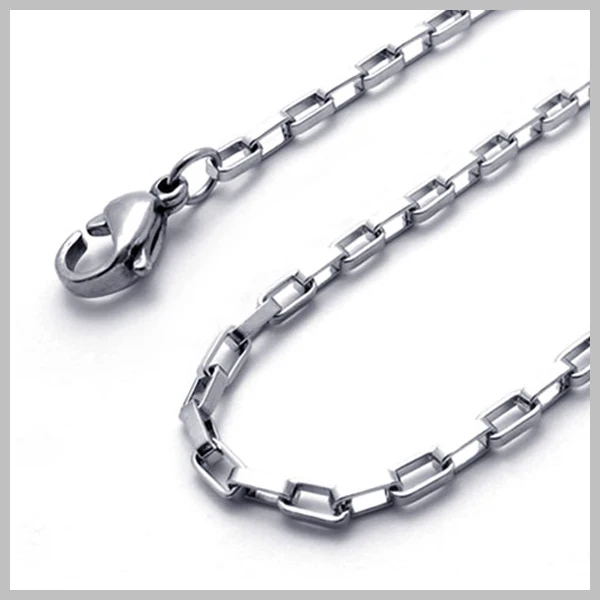 

---Min.Order $10--- 45cm 18" Stainless Steel Rectangle Box Chain Necklaces, Men's Basic Chains S002