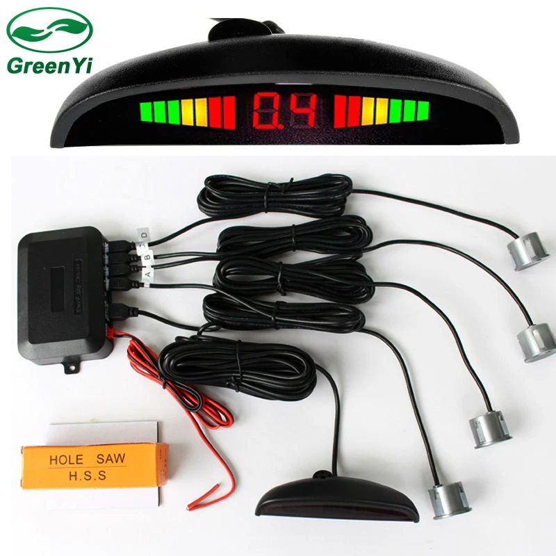 

GreenYi Car LED Parking Sensor Kit Display 4 Sensors 22mm 12V For All Cars Reverse Assistance Backup Radar Monitor System