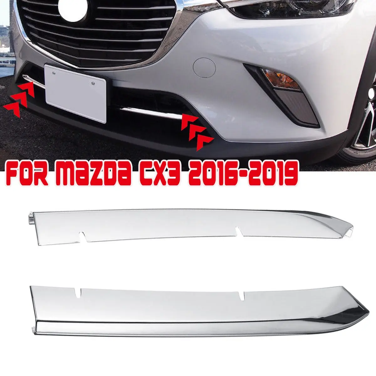 2 шт. Хромированная передняя крышка для гриля планки наклейки Mazda CX 3 CX3 2016 2017 2018 2019