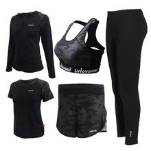 Женщины Йога Комплект весенний тренировочный костюм для женщин женские спортивные костюмы с длинным рукавом для фитнеса дышащие удобные Pad открытый