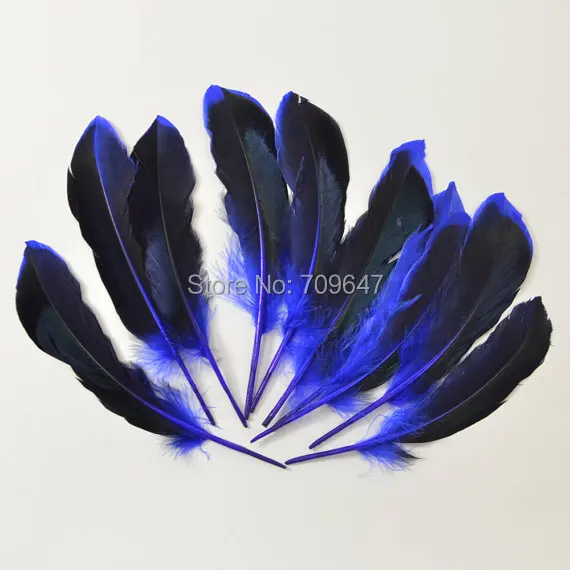 

Plumes! 100pcs/Lot 8-12cm Mallard Duck Quill Feathers Iridescent Blue Wing Feathers dyed Royal Blue colour