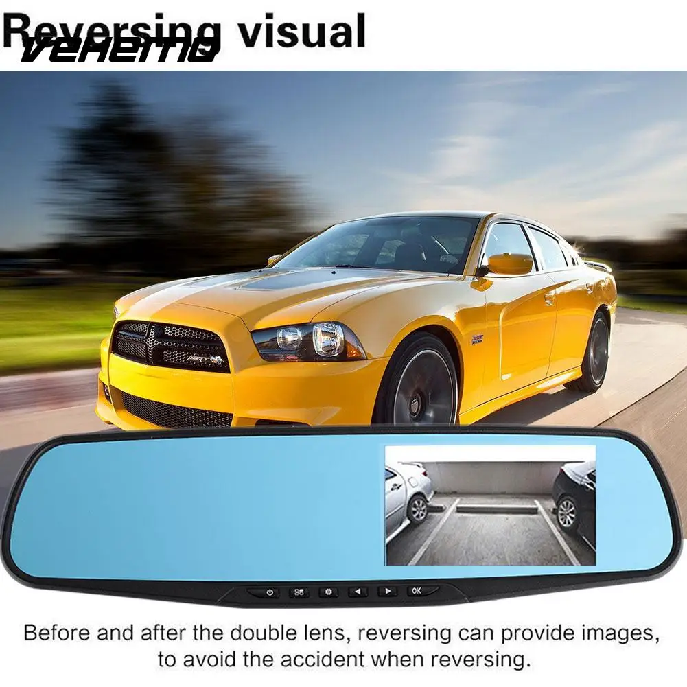 

Vehemo HD1080P Night Vision Rearview Mirror Car DVR Driving Recorder Loop Recording Dash Cam Auto On/Off Parking Monitor