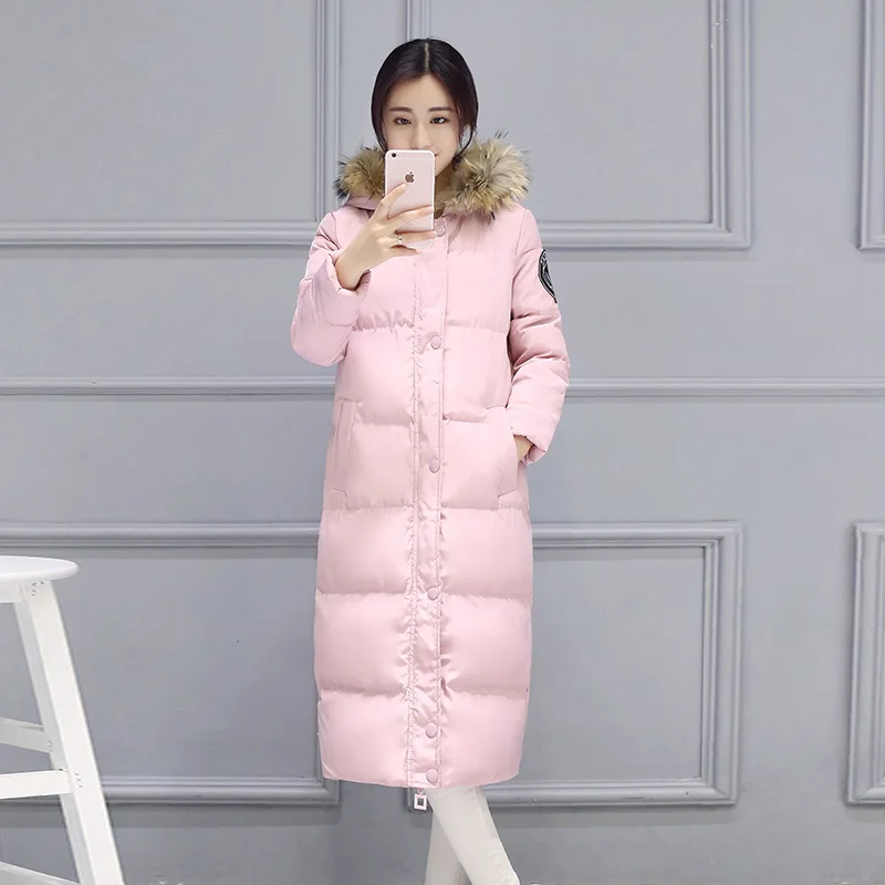 GABREBI 2016 Fashion Winter Plus Size Cotton Thick Hoody Winter Down Coats Long Sleeves Fur Collar