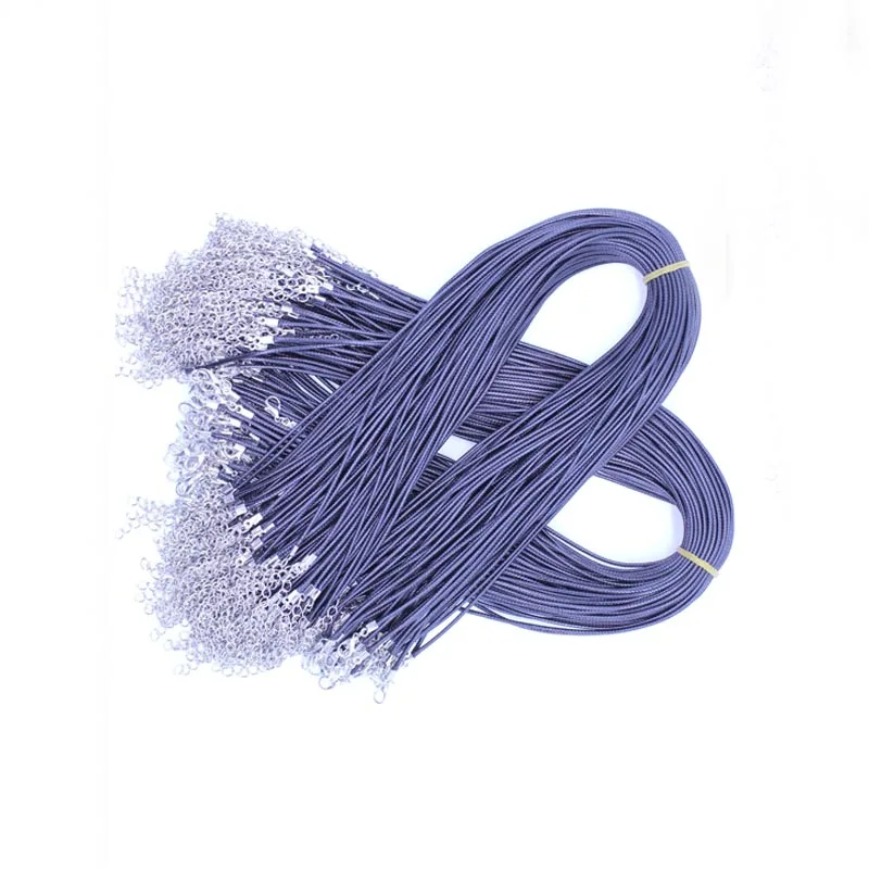 

45CM Leather Black WaxNecklaces Rope Chains For Men Women Cord With Extend Chain Lobster Clasp Stainless Steel 12Pcs/Lot 1.5mm