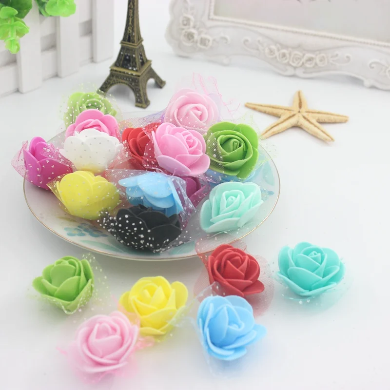 

200pcs Garland material gift box candy box decoration accessories flower simulation flower belt bubble rose rose 3.5 cm