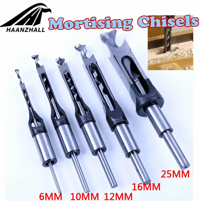 HSS Square Hole Saw Mortise Chisel Wood Drill Bit with Twist Drill